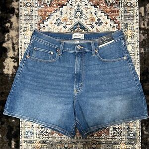 Abercrombie Women's The Dad High Rise Blue Denim Curve Love Shorts